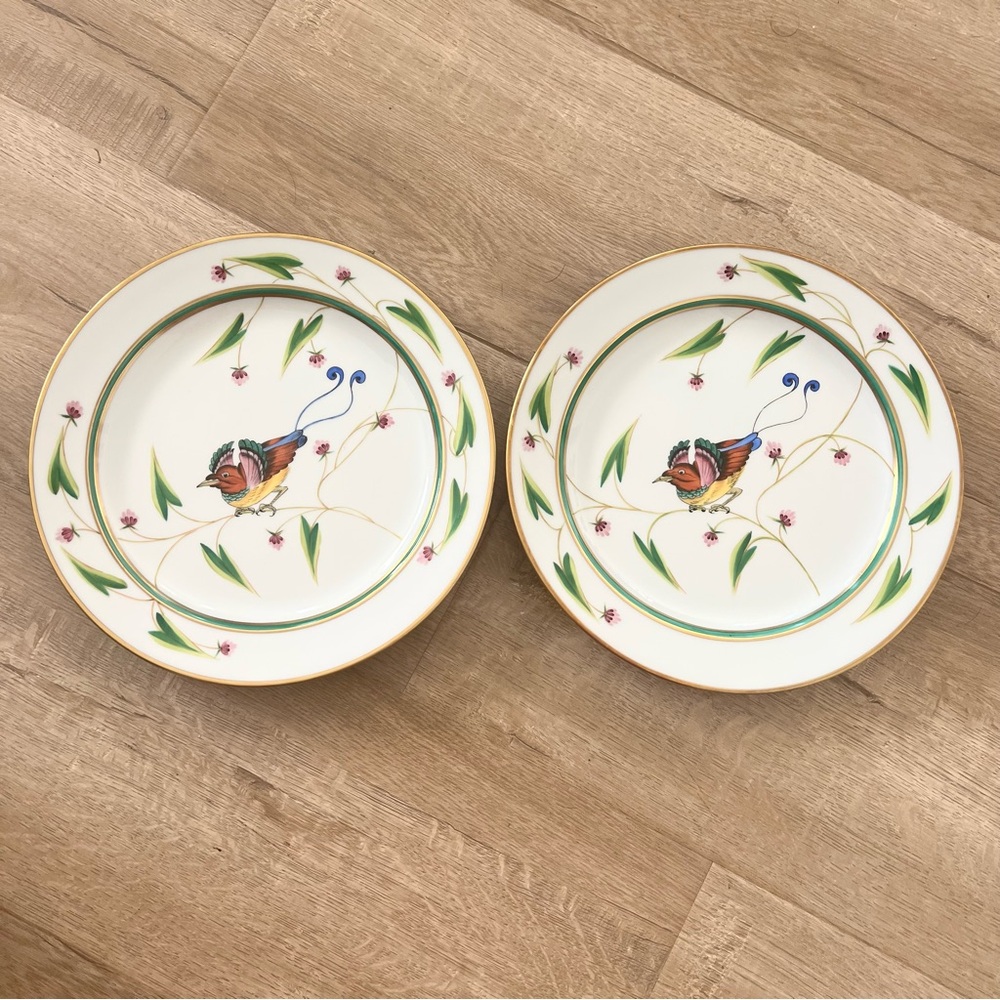 RARE 2 X Royal Danube Dinner Plates Hand Painted‎ Bird By Seres Erzsebet 9 3/4”